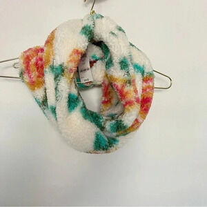 Jenni Fluffy Sherpa Fleece Infinity Scarf Beige Floral New